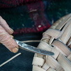 Owen Jones making an oak swill at Hatfield Living Crafts fair 2017